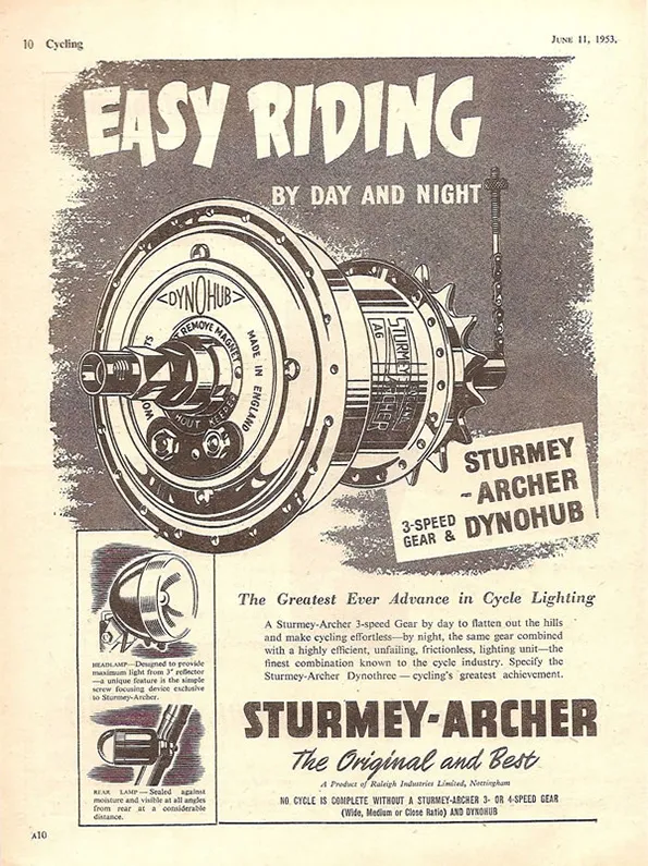Sturmey Archer Cycling Gears Vintage Ad 10" x 7" Reproduction Metal Sign B189