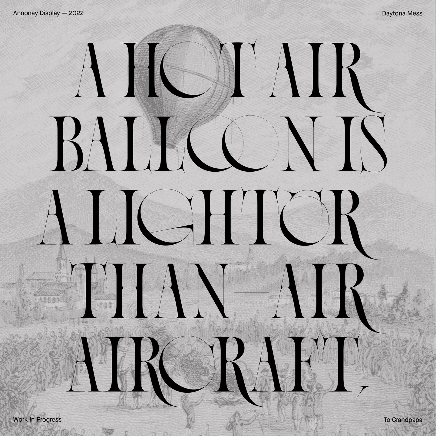 Wistful and weightless, Anne-Dauphine Borione’s hot air balloon typeface is about to take off