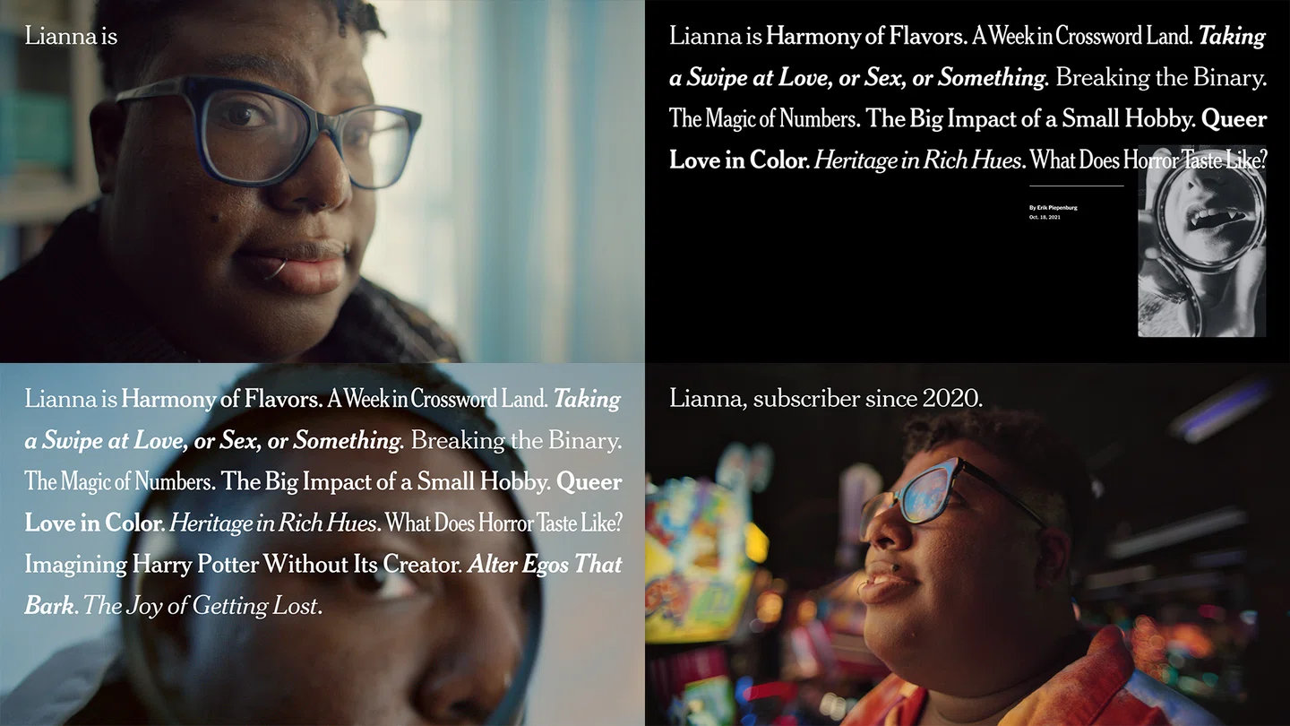 Реклама The New York Times, використовуючи заголовки, відображає життя читача