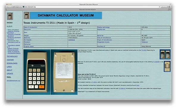 Welcome to Datamath, the online calculator museum