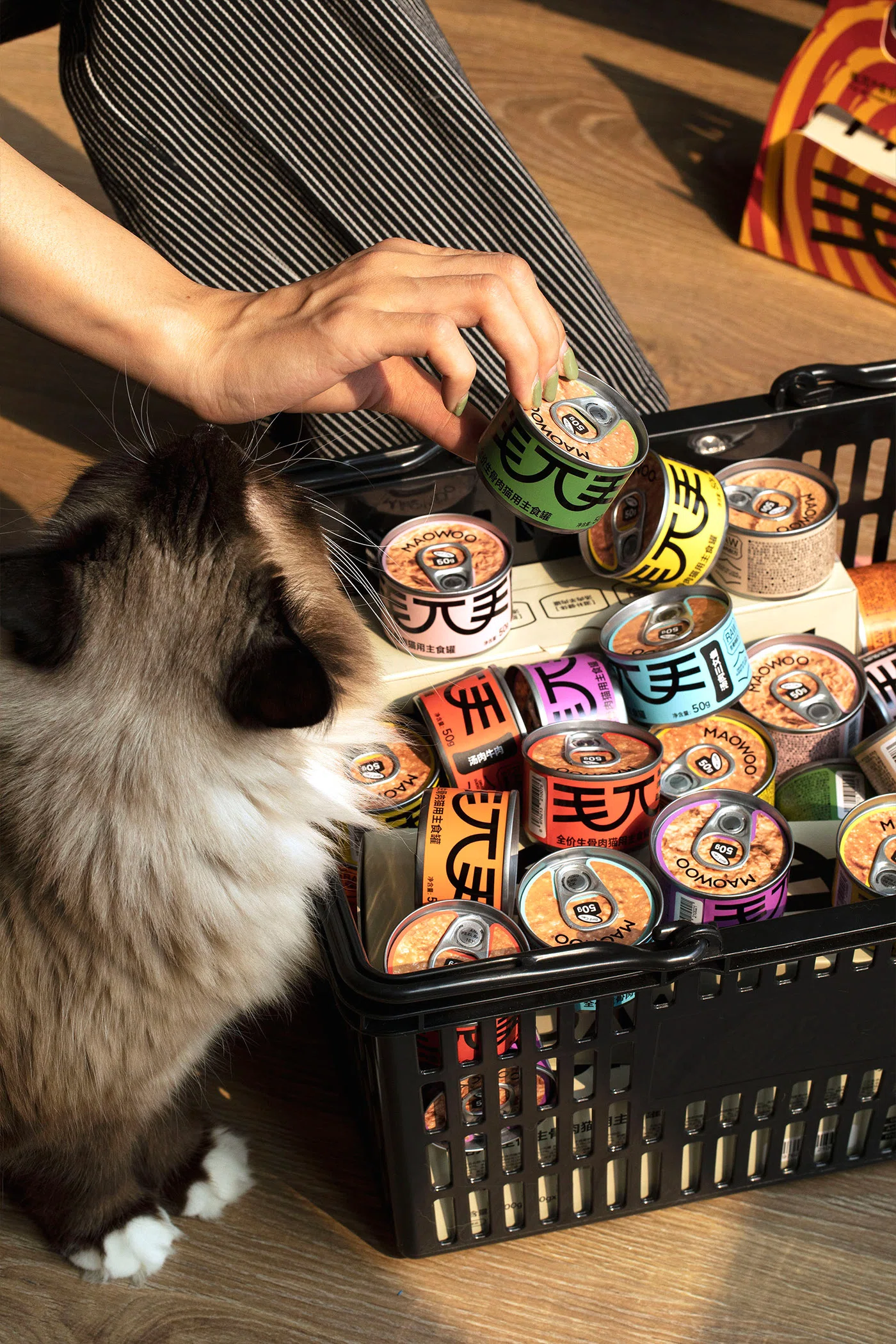 With a feline mark and carry handle, DXD Studio has created the trendiest cat  food on the market