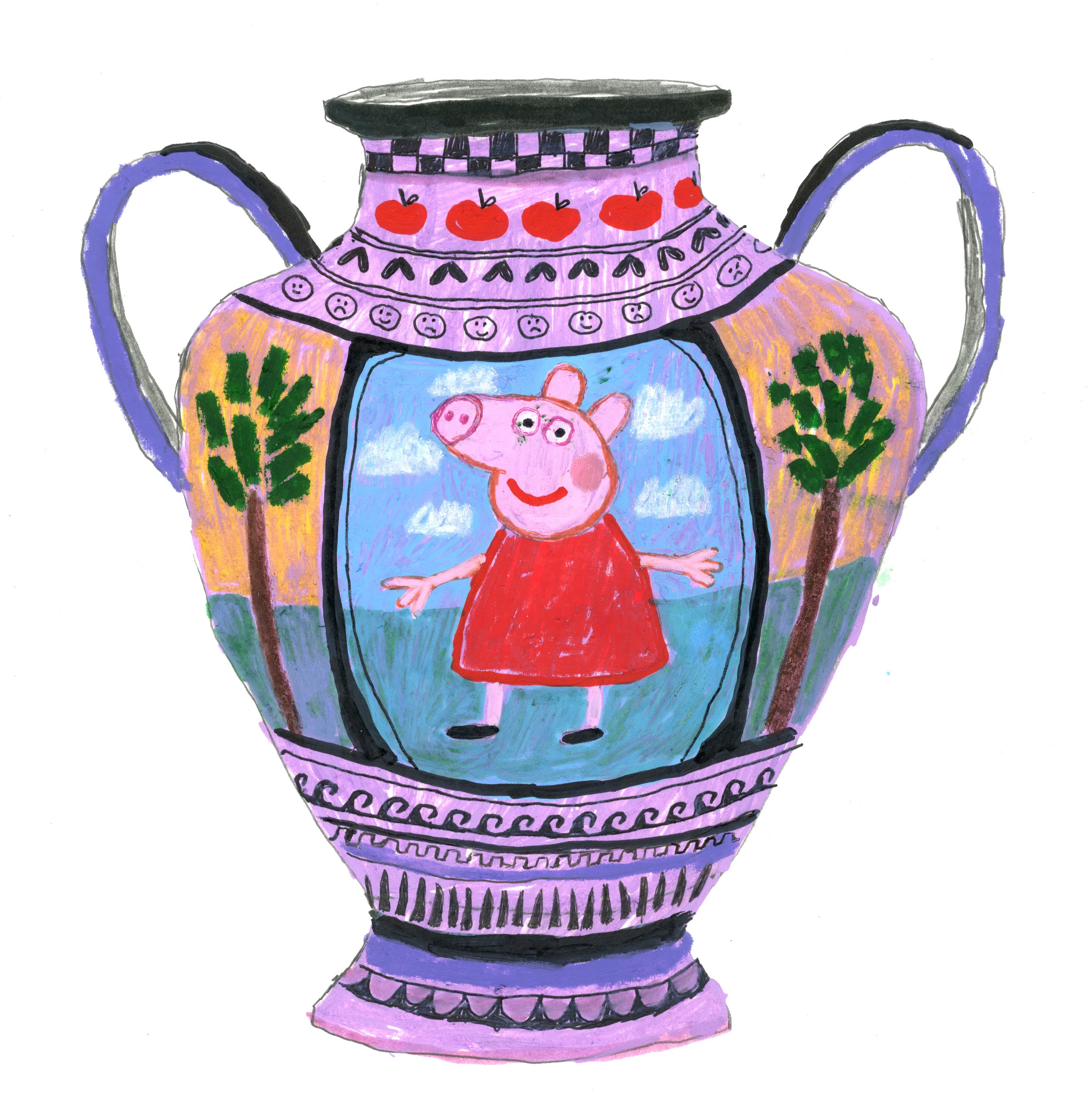 Ancient art for 21st kids: Saskia Janssen illustrates vases with children's cartoon characters